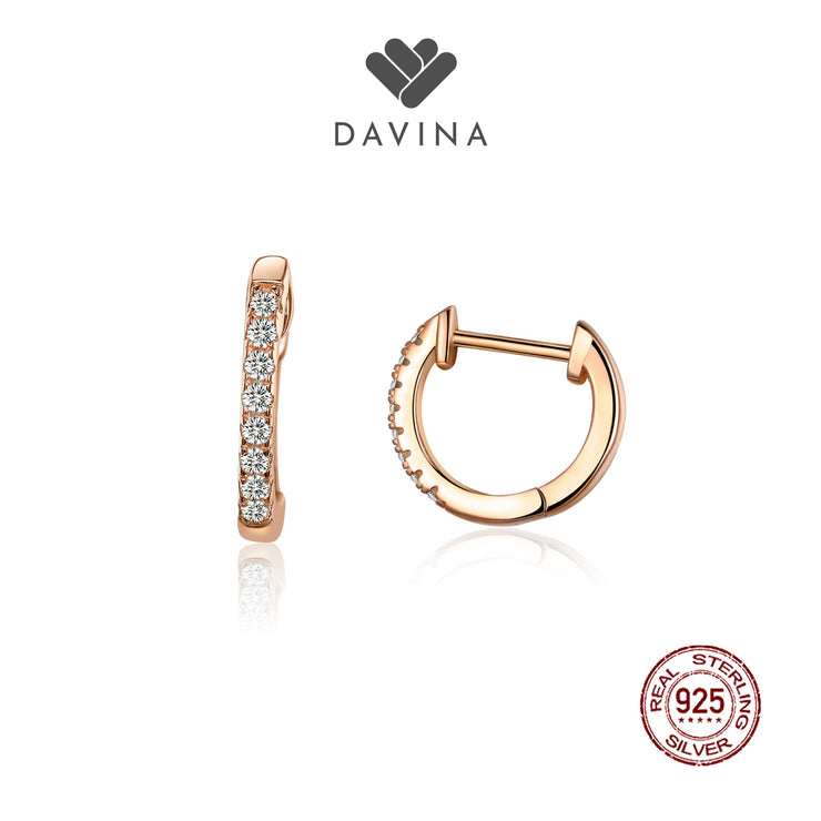 DAVINA Ladies Amoura Earrings Rose Gold Color Sterling Silver 925