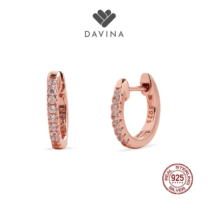 DAVINA Ladies Amoura Earrings Rose Gold Color Sterling Silver 925
