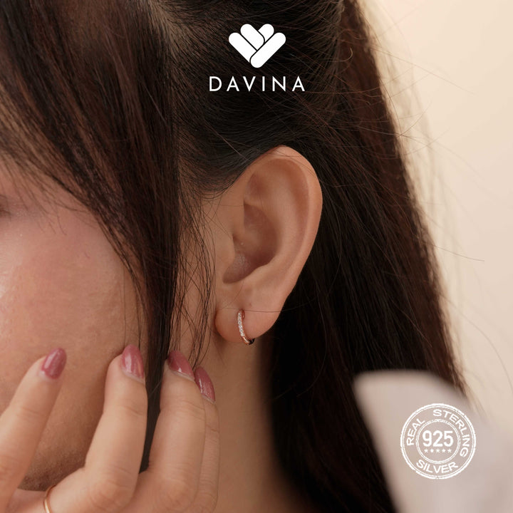 DAVINA Ladies Amoura Earrings Rose Gold Color Sterling Silver 925