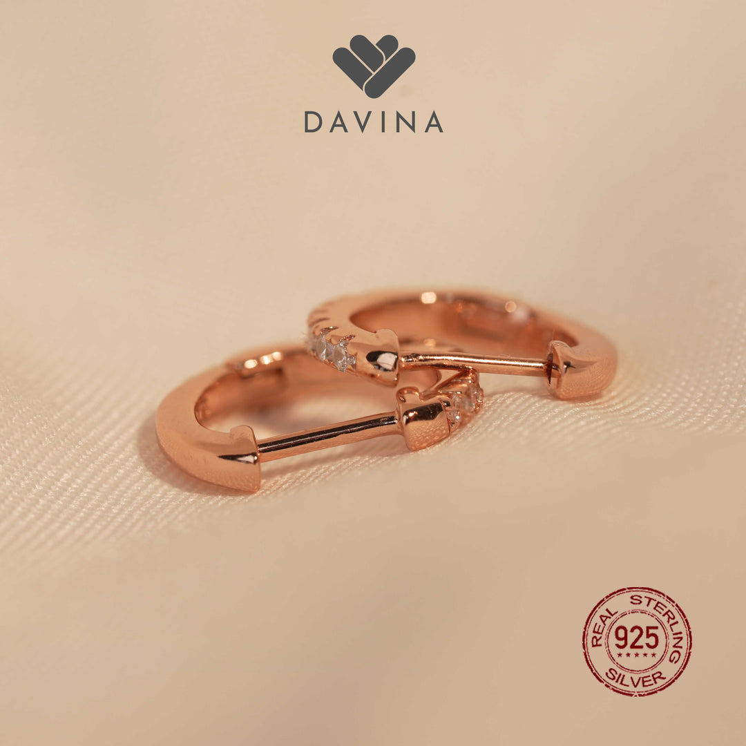 DAVINA Ladies Amoura Earrings Rose Gold Color Sterling Silver 925