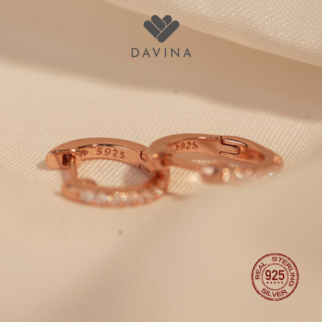 DAVINA Ladies Amoura Earrings Rose Gold Color Sterling Silver 925