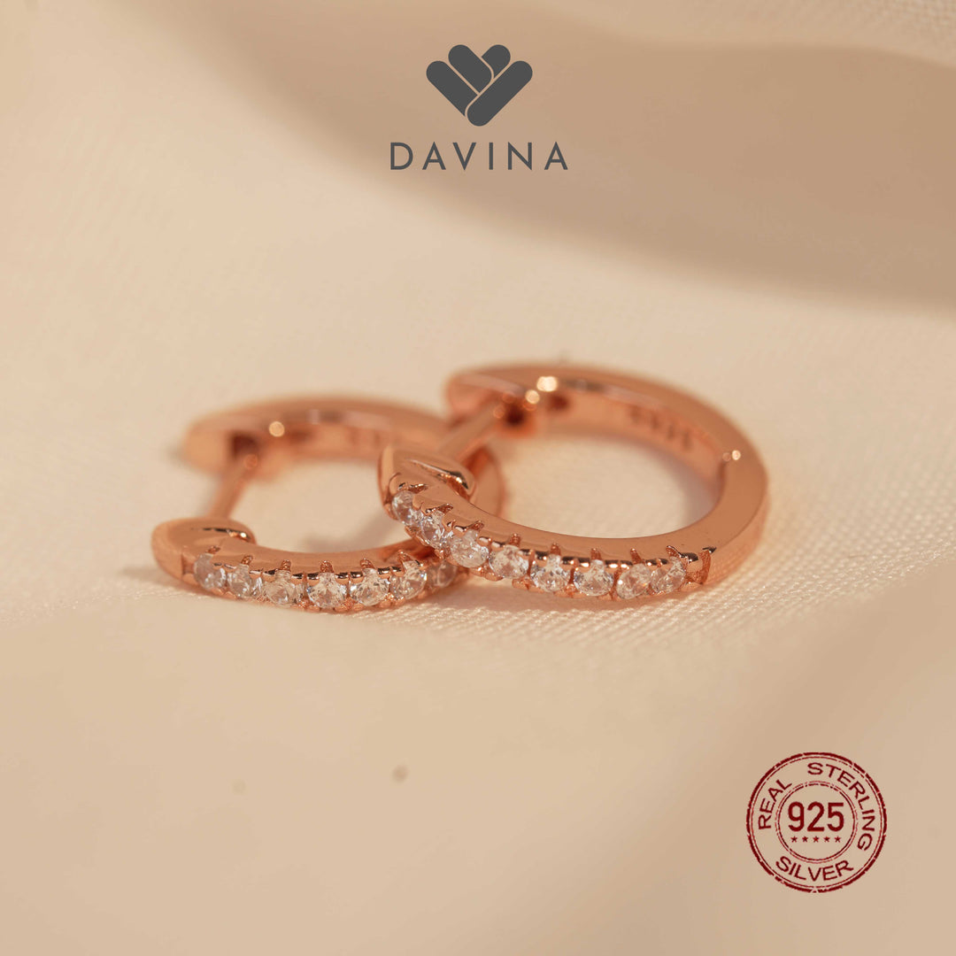 DAVINA Ladies Amoura Earrings Rose Gold Color Sterling Silver 925