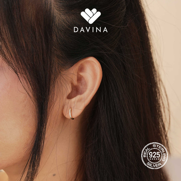DAVINA Ladies Amoura Earrings Gold Color Sterling Silver 925