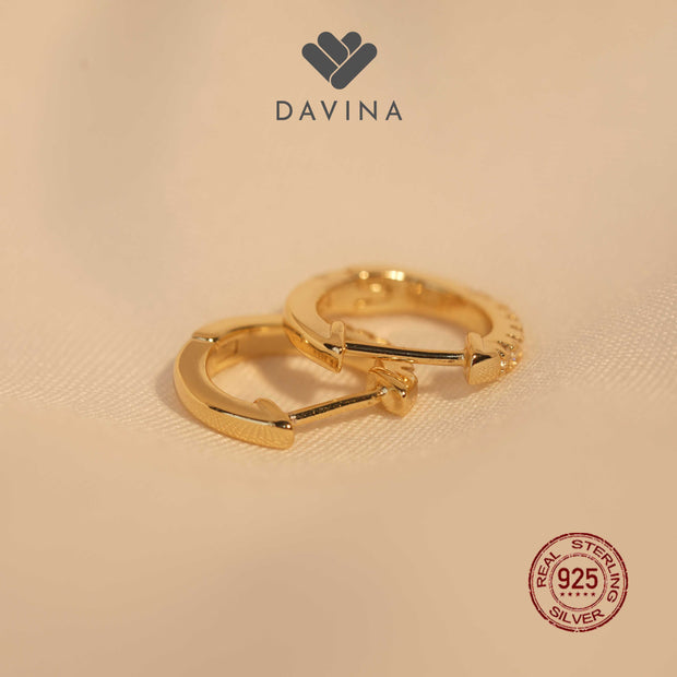 DAVINA Ladies Amoura Earrings Gold Color Sterling Silver 925
