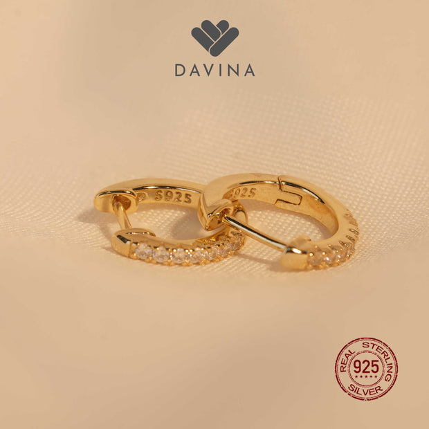 DAVINA Ladies Amoura Earrings Gold Color Sterling Silver 925