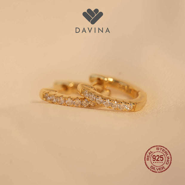 DAVINA Ladies Amoura Earrings Gold Color Sterling Silver 925