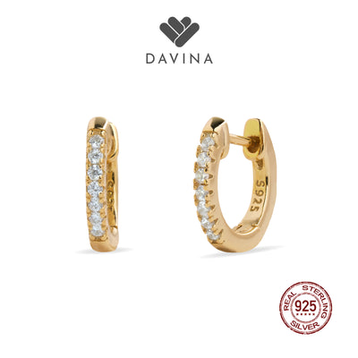 DAVINA Ladies Amoura Earrings Gold Color Sterling Silver 925