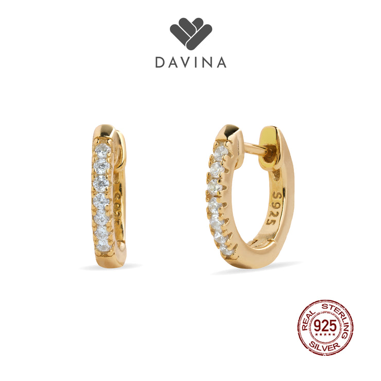 DAVINA Ladies Amoura Earrings Gold Color Sterling Silver 925