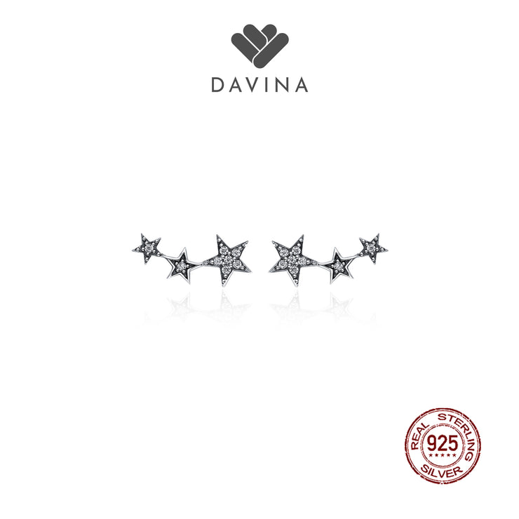 DAVINA Ladies Stars Earrings Sterling Silver 925