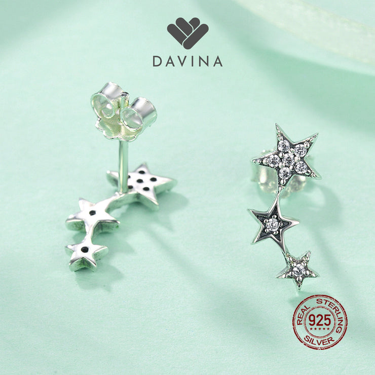 DAVINA Ladies Stars Earrings Sterling Silver 925