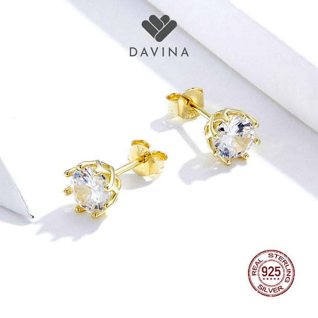 DAVINA Ladies Dakota Earrings Gold Color Sterling Silver 925