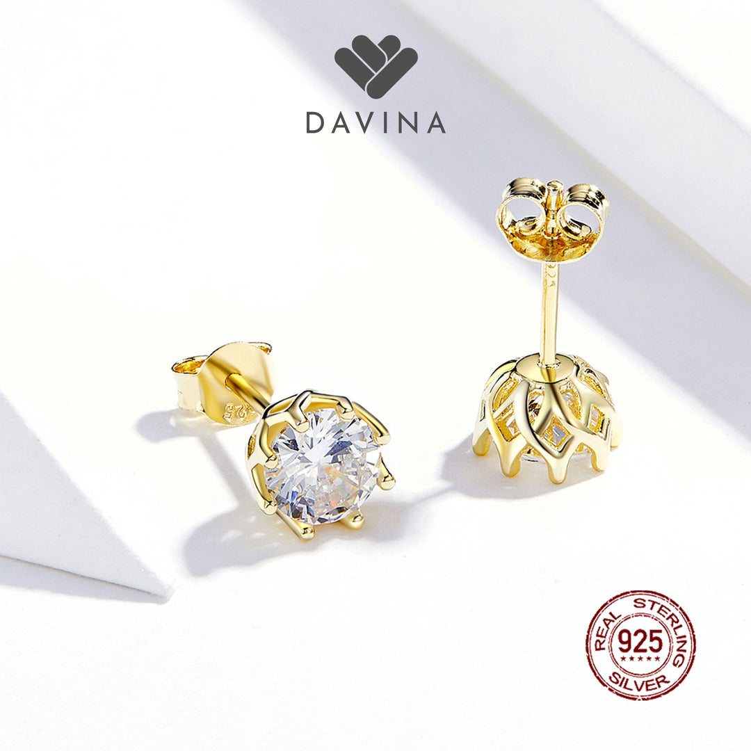 DAVINA Ladies Dakota Earrings Gold Color Sterling Silver 925