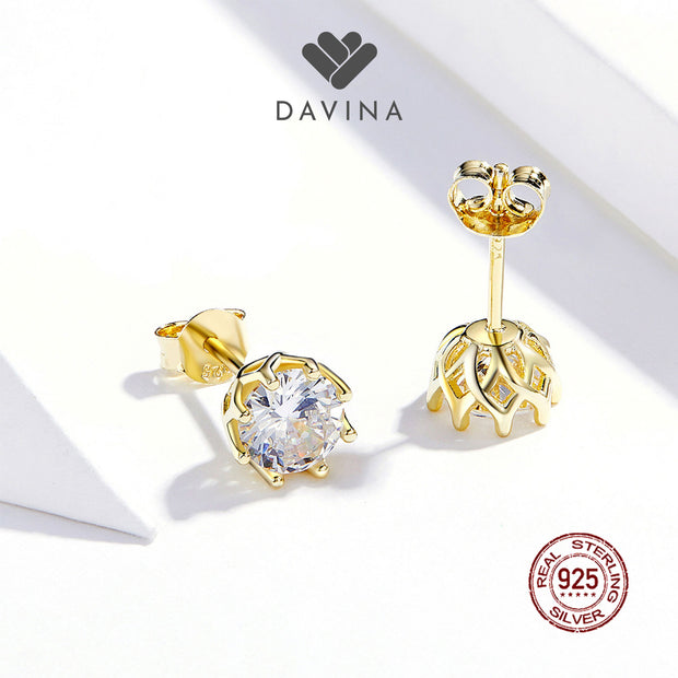 DAVINA Ladies Dakota Earrings Gold Color Sterling Silver 925