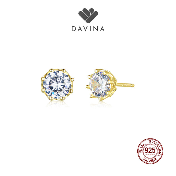 DAVINA Ladies Dakota Earrings Gold Color Sterling Silver 925