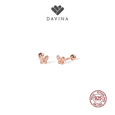 DAVINA Ladies Papillon Earrings Rose Gold Color Sterling Silver 925