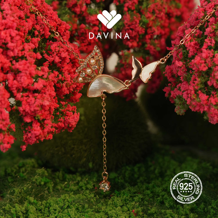 DAVINA Ladies Ailsa Necklace Rose Gold Color Sterling Silver 925
