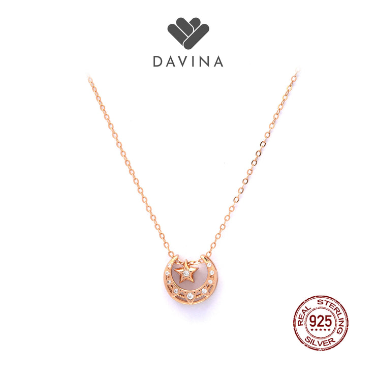 DAVINA Ladies Loona Necklace Rose Gold Color Sterling Silver 925