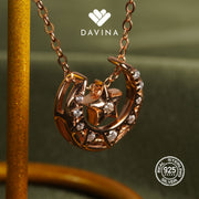 DAVINA Ladies Loona Necklace Rose Gold Color Sterling Silver 925