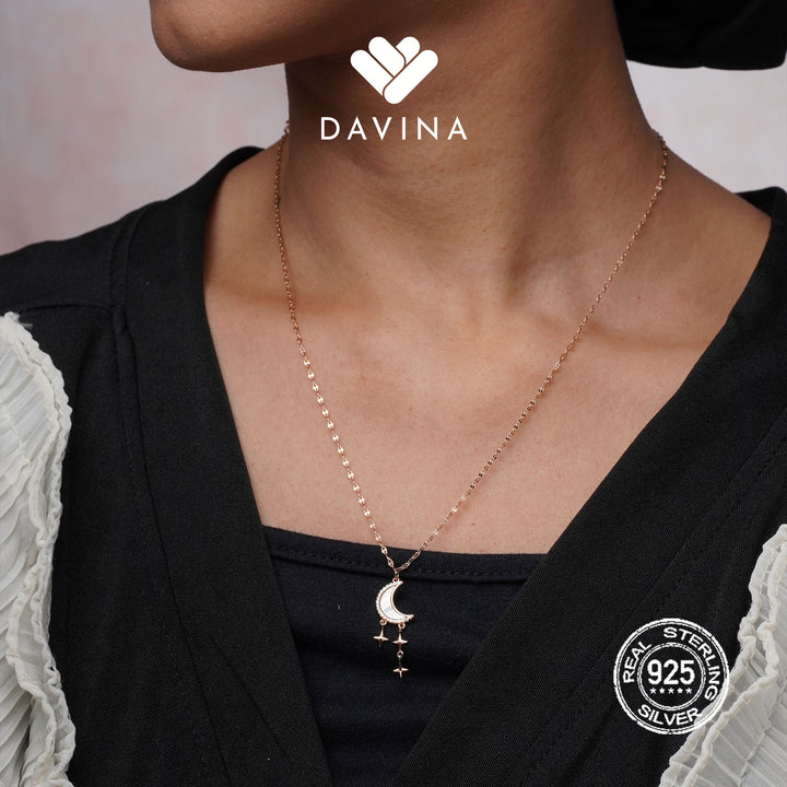 DAVINA Ladies Aelin Necklace Rose Gold Color Sterling Silver 925