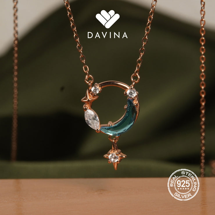 DAVINA Ladies Moona Necklace Rose Gold Plated Sterling Silver 925