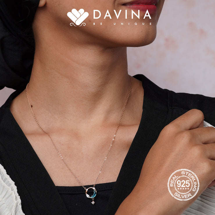 DAVINA Ladies Moona Necklace Rose Gold Color S925