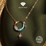 DAVINA Ladies Moona Necklace Rose Gold Plated Sterling Silver 925