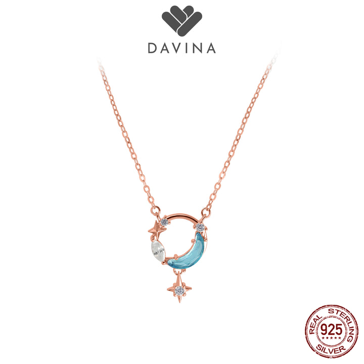 DAVINA Ladies Moona Necklace Rose Gold Plated Sterling Silver 925