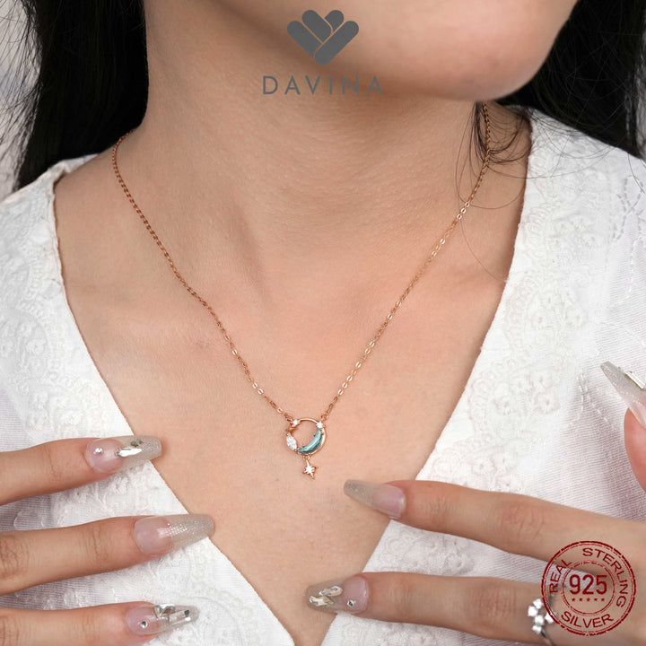 DAVINA Ladies Moona Necklace Rose Gold Plated Sterling Silver 925