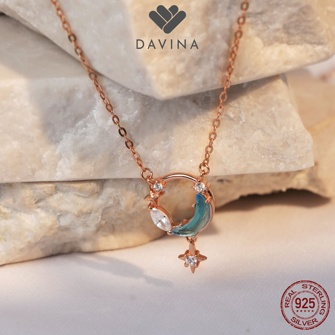 DAVINA Ladies Moona Necklace Rose Gold Plated Sterling Silver 925