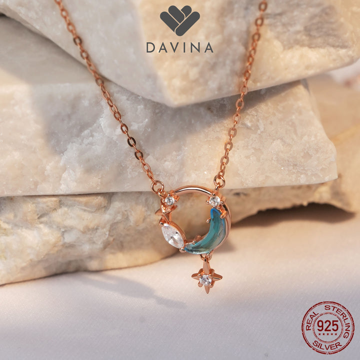 DAVINA Ladies Moona Necklace Rose Gold Plated Sterling Silver 925