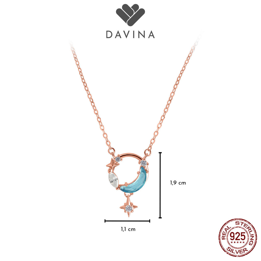 DAVINA Ladies Moona Necklace Rose Gold Plated Sterling Silver 925