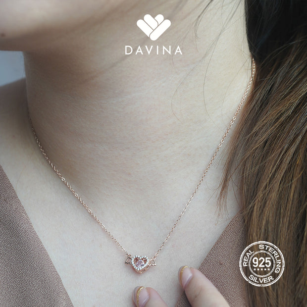 DAVINA Ladies Lovelyn Necklace Rose Plated Color Sterling Silver 925