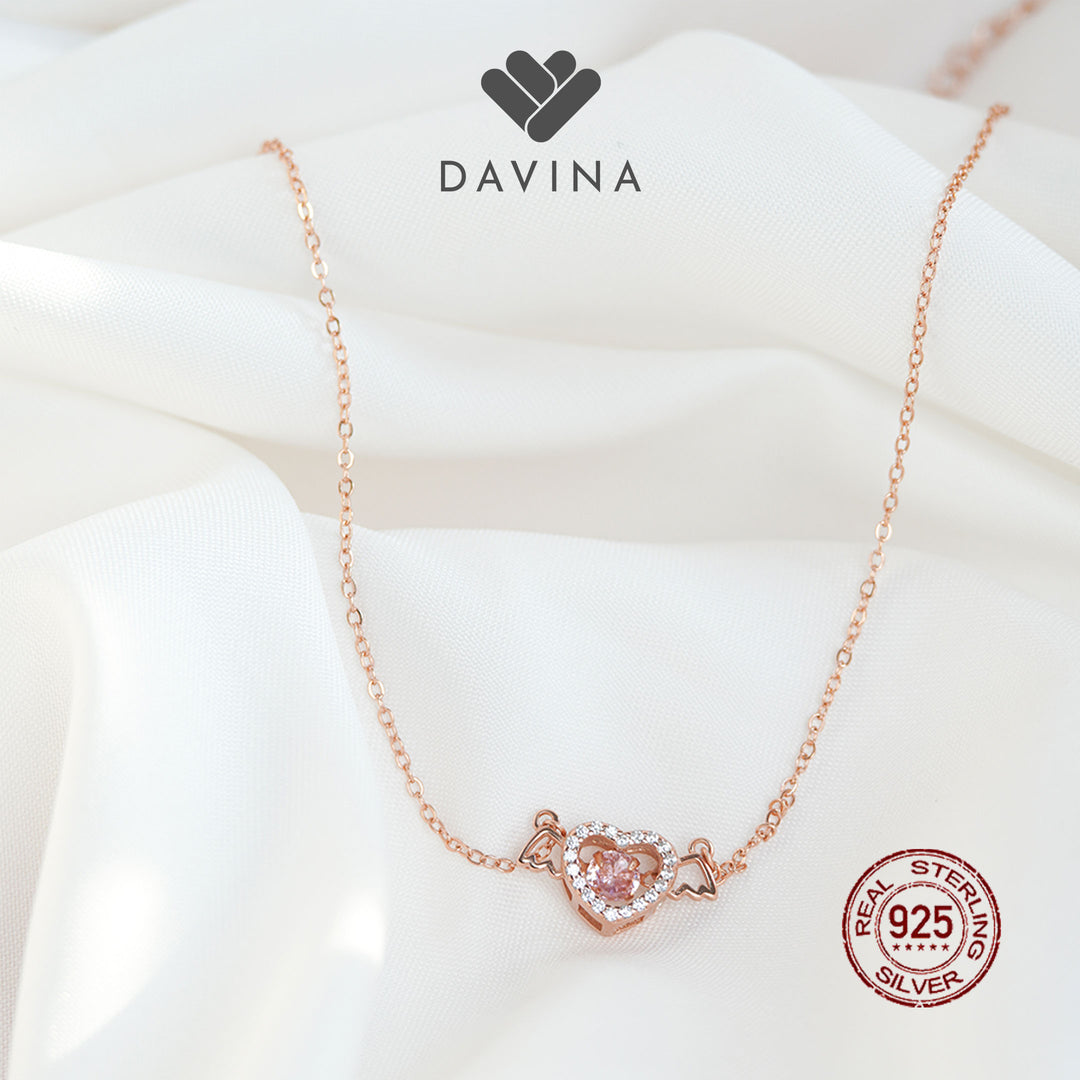 DAVINA Ladies Lovelyn Necklace Rose Plated Color Sterling Silver 925
