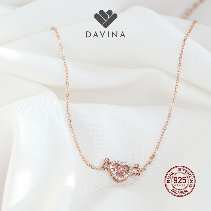 DAVINA Ladies Lovelyn Necklace Rose Plated Color Sterling Silver 925