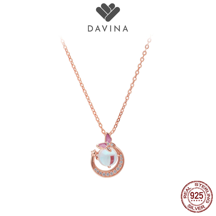 DAVINA Ladies Moonlight Necklace Rose Gold Plated Sterling Silver 925