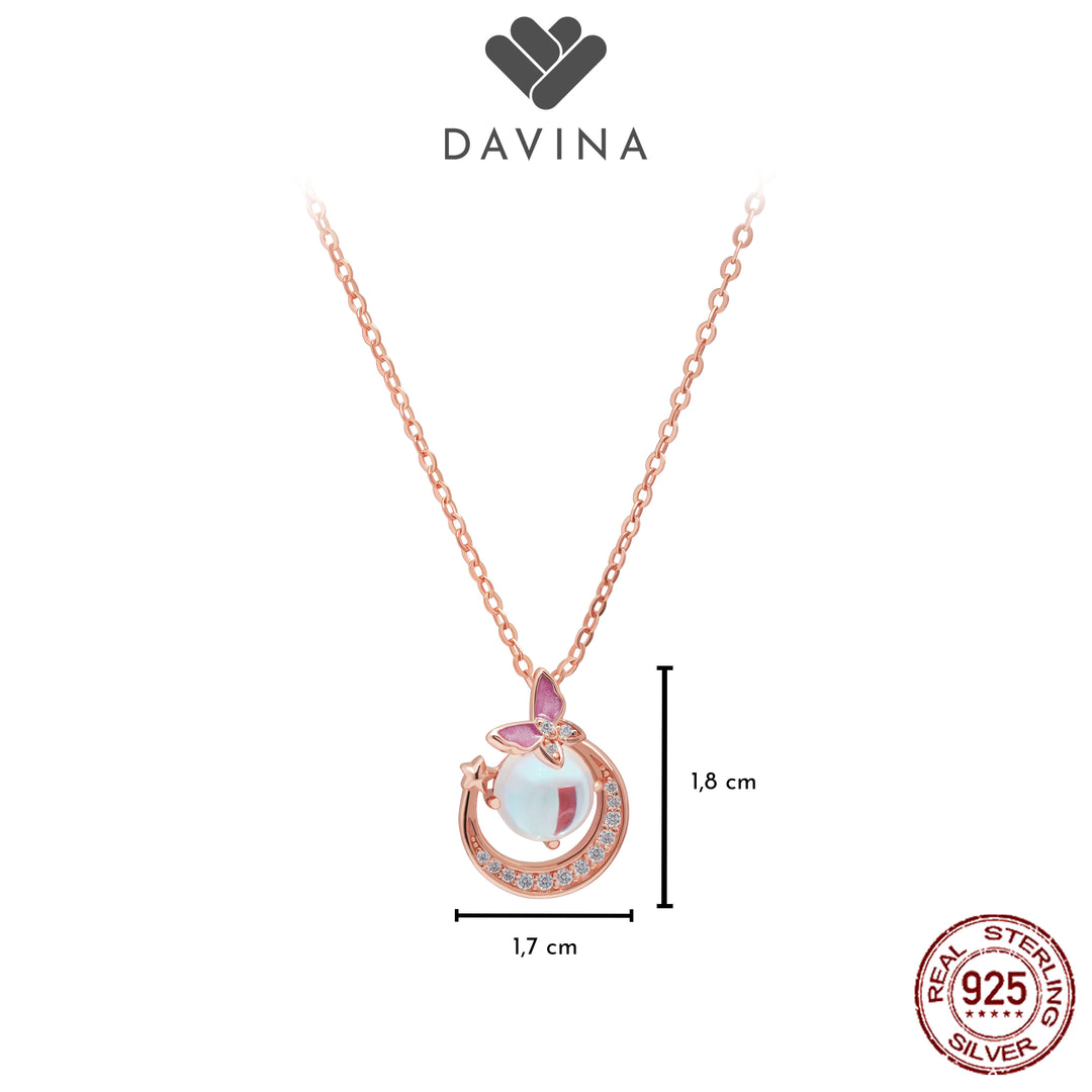 DAVINA Ladies Moonlight Necklace Rose Gold Plated Sterling Silver 925