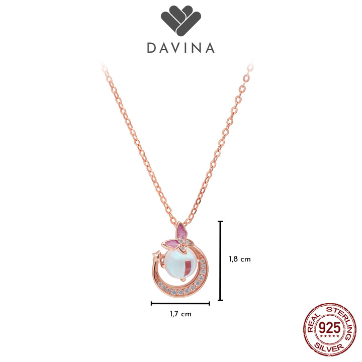 DAVINA Ladies Moonlight Necklace Rose Gold Plated Sterling Silver 925