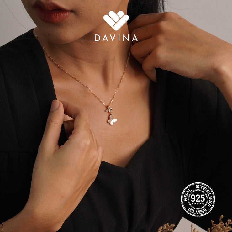 DAVINA Ladies Fonnie Necklace Rose Gold Plated Sterling Silver 925