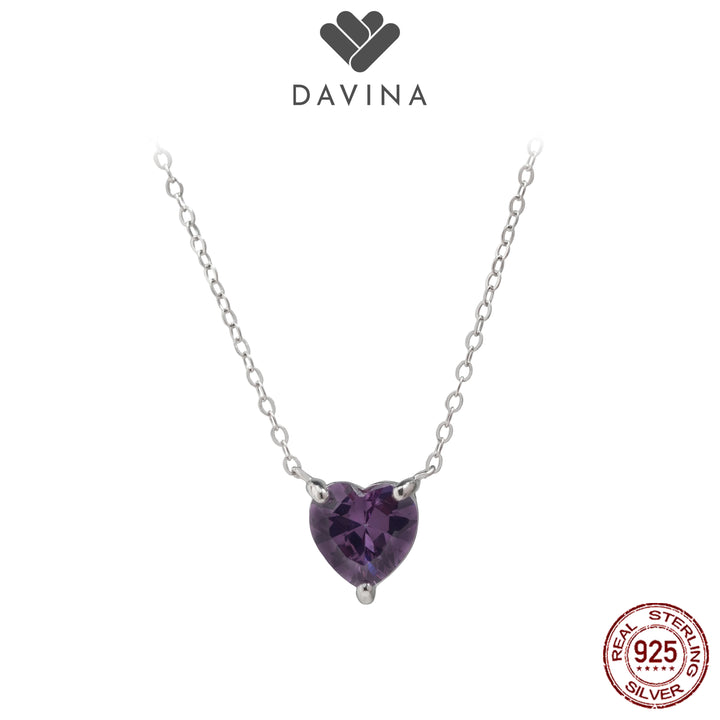 DAVINA Ladies Maeve Necklace Sterling Silver 925 - Kalung Wanita Perak S925 Love Ungu