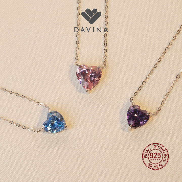 DAVINA Ladies Maeve Necklace Sterling Silver 925 - Kalung Wanita Perak S925 Love Pink
