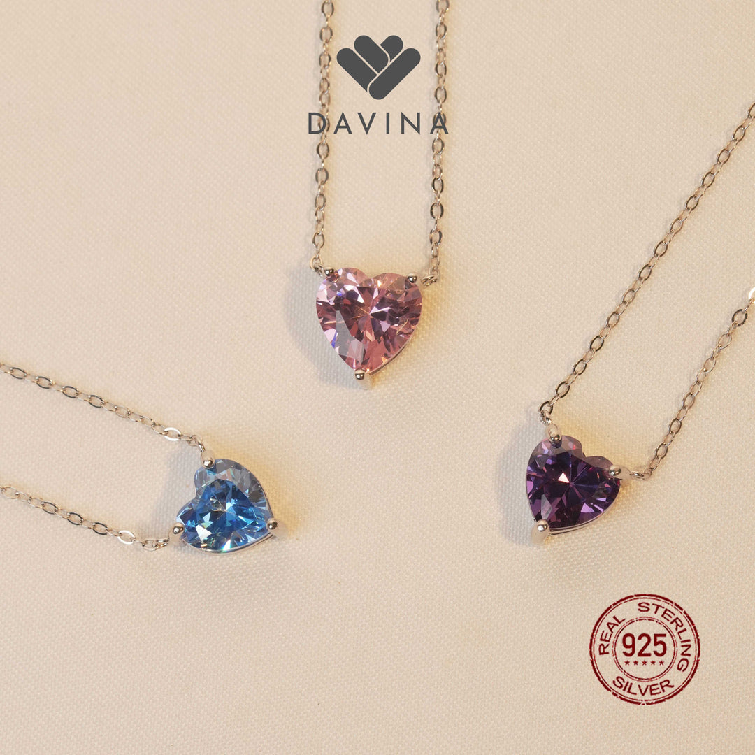 DAVINA Ladies Maeve Necklace Sterling Silver 925 - Kalung Wanita Perak S925 Love Biru