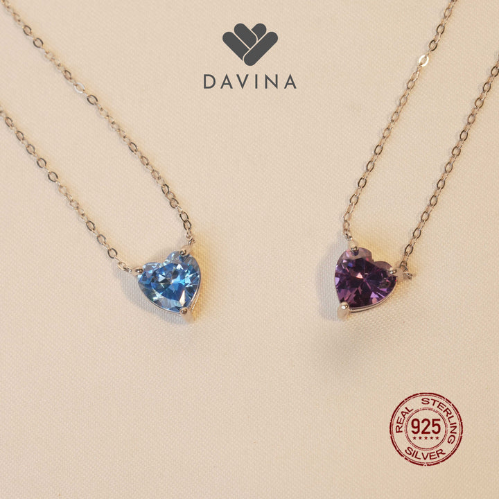 DAVINA Ladies Maeve Necklace Sterling Silver 925 - Kalung Wanita Perak S925 Love Pink