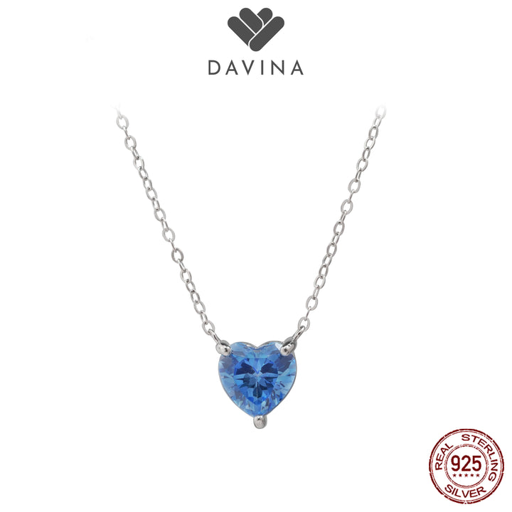 DAVINA Ladies Maeve Necklace Sterling Silver 925 - Kalung Wanita Perak S925 Love Biru
