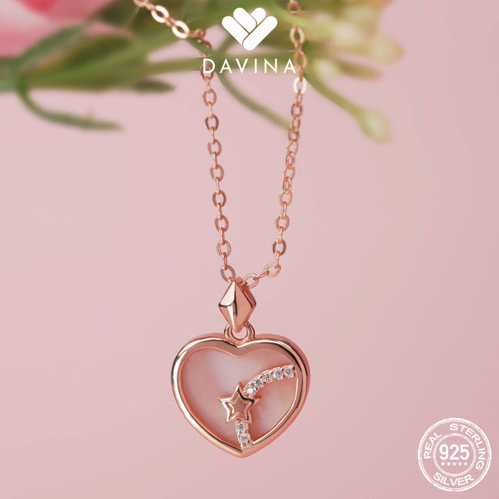 DAVINA Ladies Merlein Necklace Rose Gold Color Sterling Silver 925