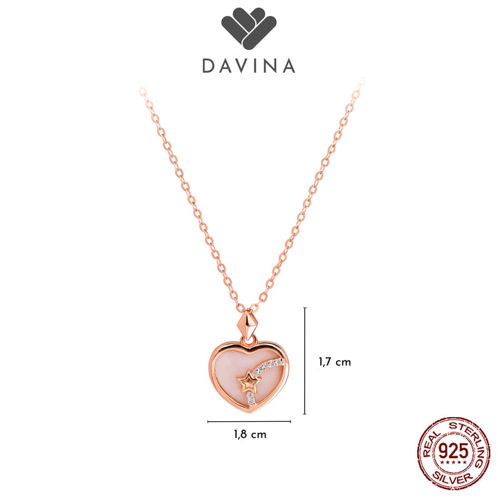 DAVINA Ladies Merlein Necklace Rose Gold Color Sterling Silver 925
