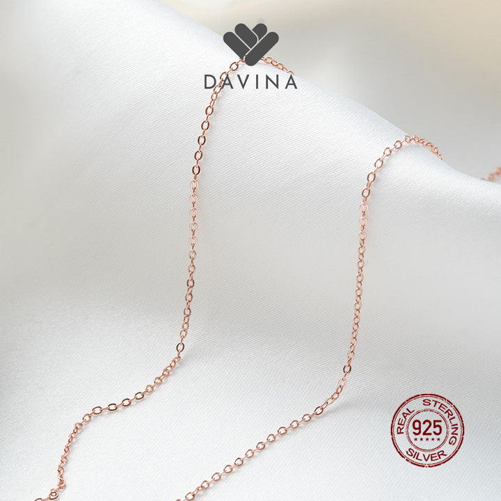 DAVINA Ladies Cloverine Black Necklace Rose Gold Plated Sterling Silver 925