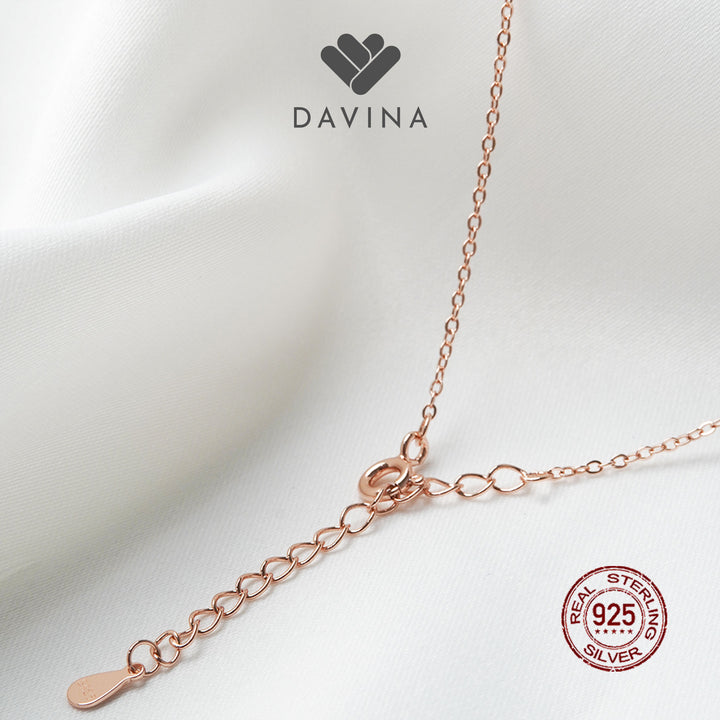 DAVINA Ladies Cloverine White Necklace Rose Gold Plated Sterling Silver 925