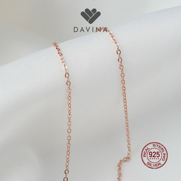 DAVINA Ladies Cloverine White Necklace Rose Gold Plated Sterling Silver 925
