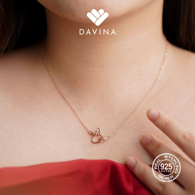 DAVINA Ladies Rarita Necklace Rose Gold Plated Sterling Silver 925