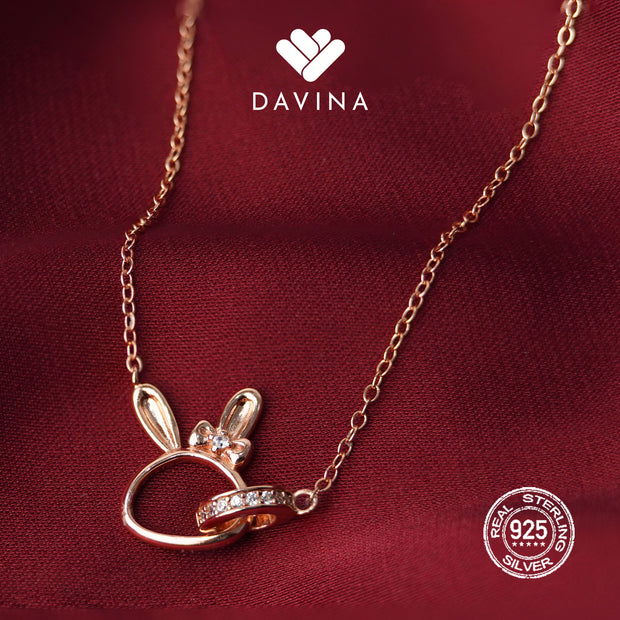 DAVINA Ladies Rarita Necklace Rose Gold Plated Sterling Silver 925